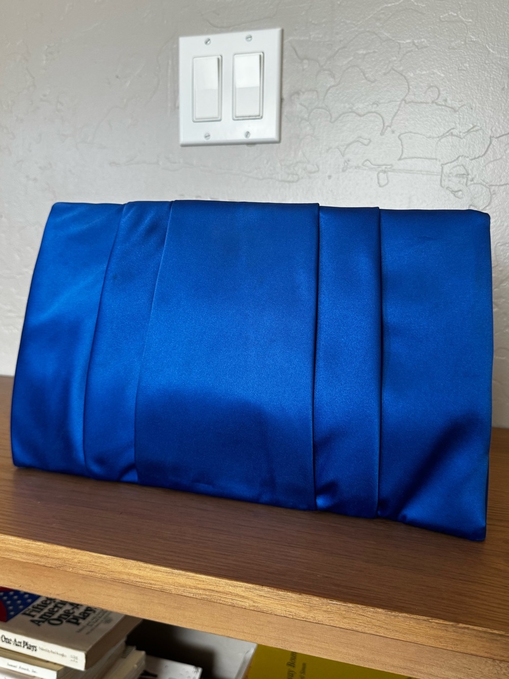 Kate Spade blue satin clutch